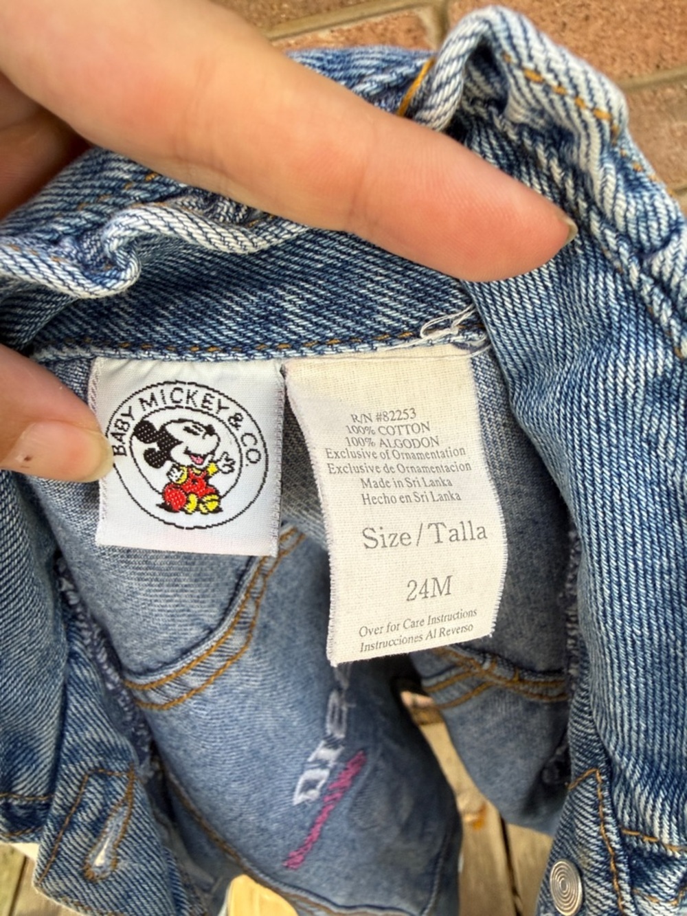 Disney Light Blue Denim Minnie Embroidered Jacket with Ruffle NeckSize 24Months - Picture 3 of 5